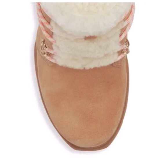 SOREL $250 Joan Arctic Shearling Nubuck Leather Wedge III Booties Size 10.5 NEW - Picture 6 of 12